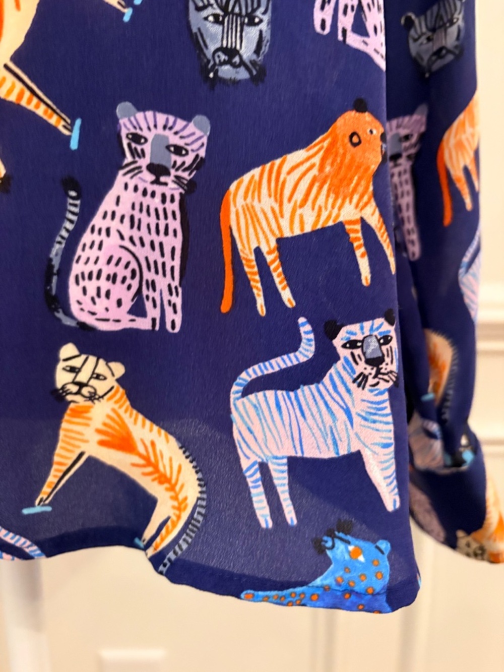 Anthropologie Silk Blouse Tiger Cat Print - Picture 3 of 14